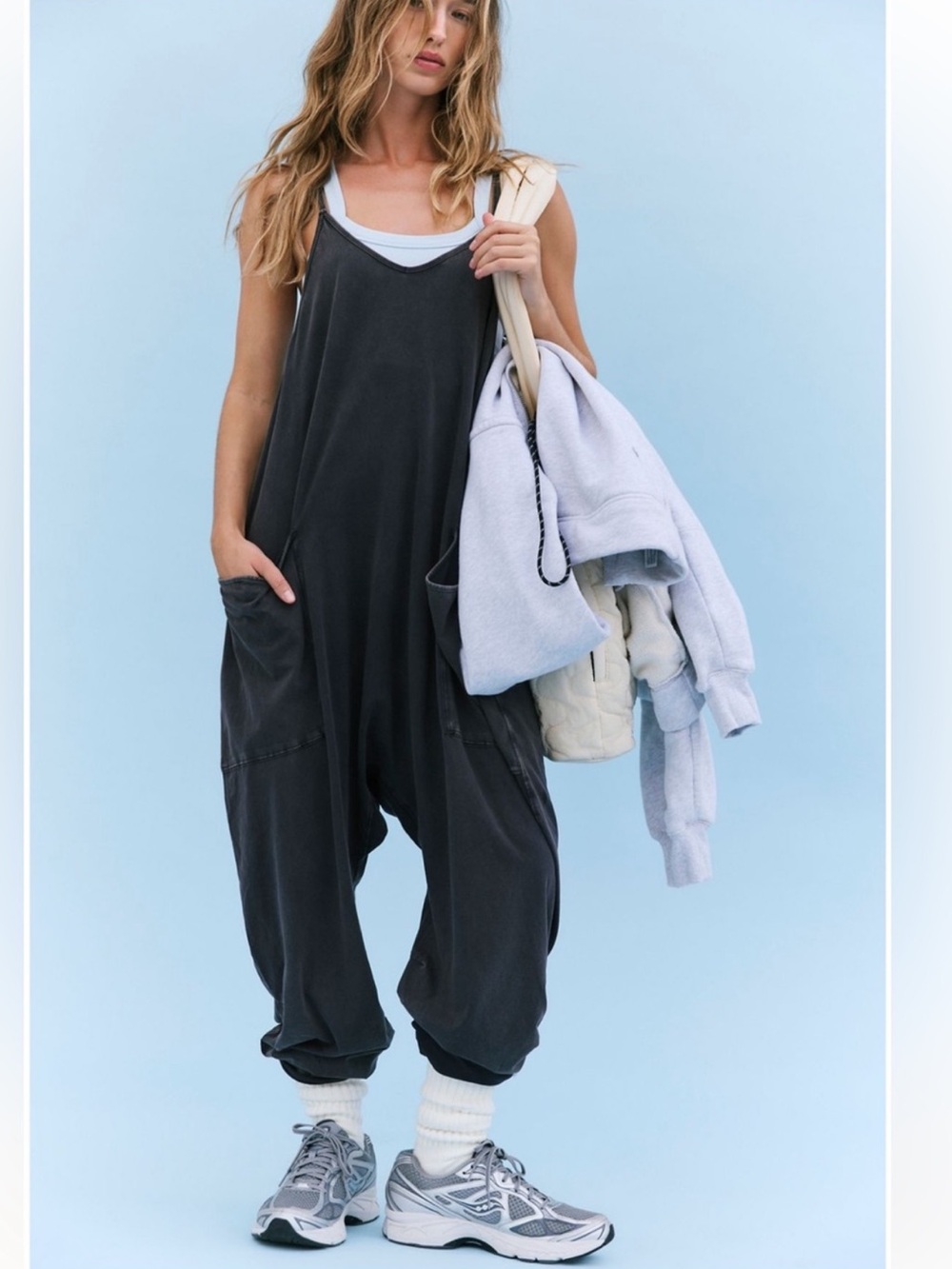 FP Movement Free People Hot Shot Onesie Washed Black Size XS